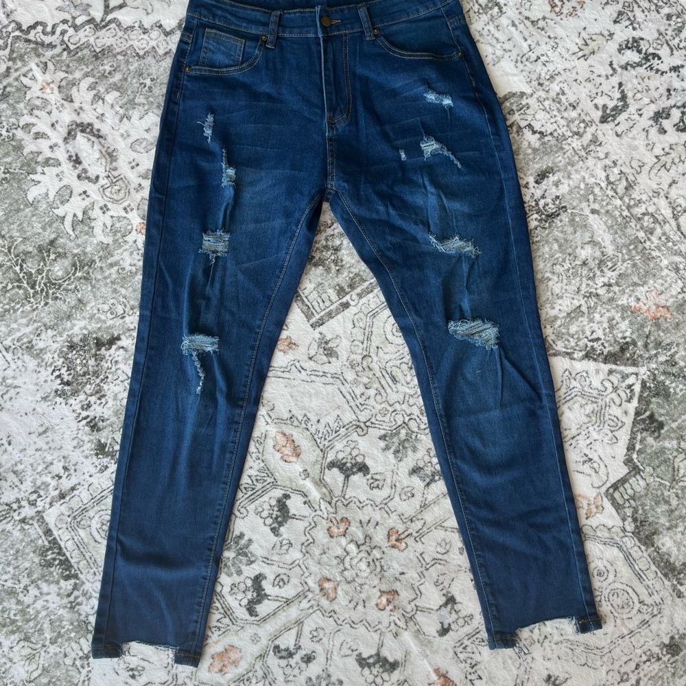 Distressed Blue Jeans Large
